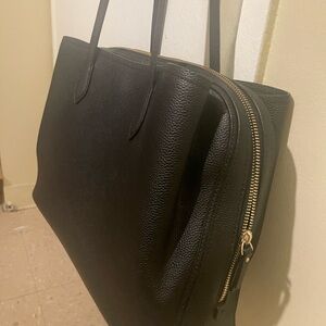 Quince Black Leather Tote Bag